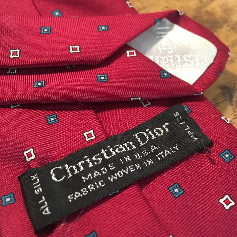 Christian Dior Red Pattern Mens Tie - Picture 1 of 8
